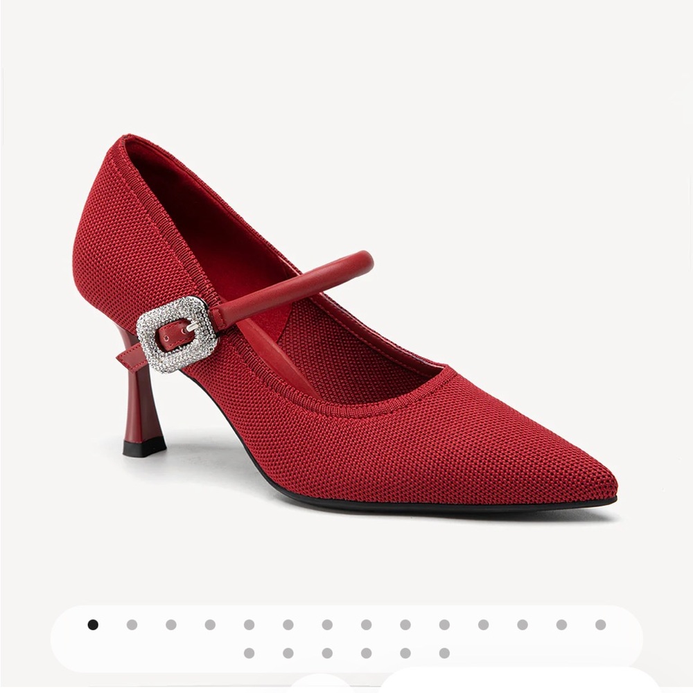 Cosy Island Shimmer Buckle Pumps - Red